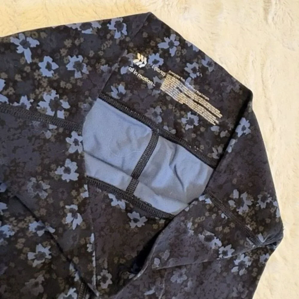 All In Motion Girls Floral Leggings Navy Blue Size L (10/12)